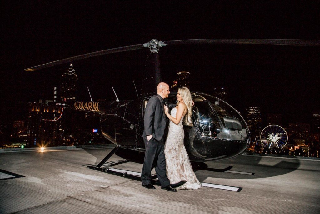 Helicopter Wedding Exit, Skyline Atlanta Wedding View, Brittany & Christopher's Wedding | Ventanas – Atlanta, GA