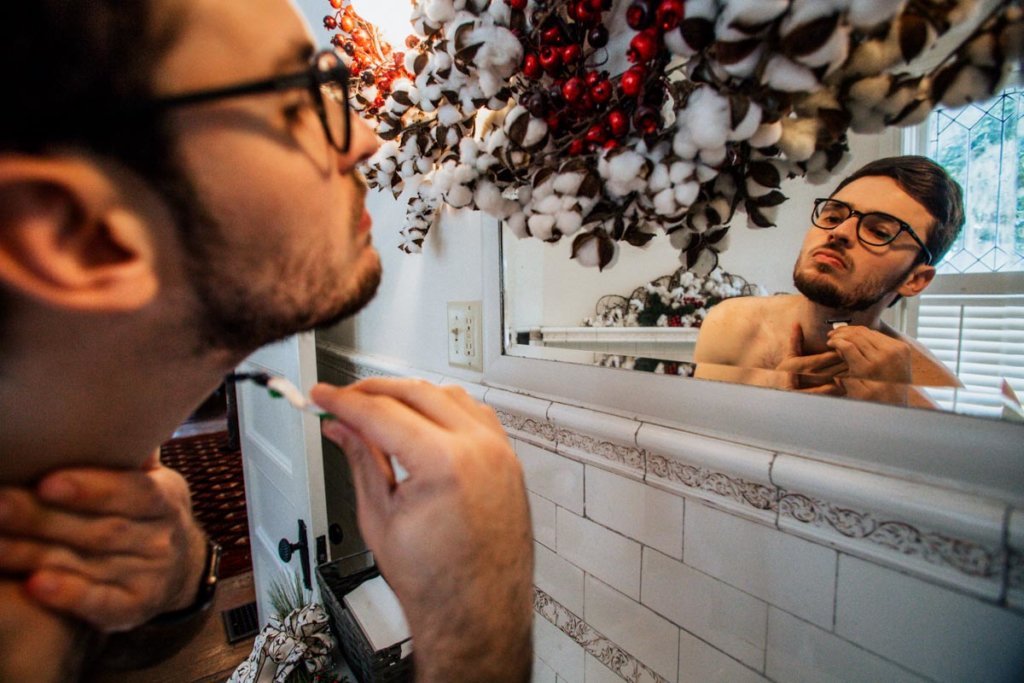 Groom getting ready