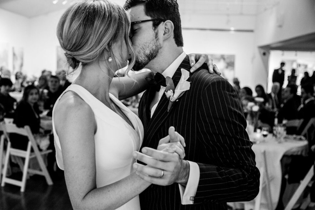 Bride and groom dancing