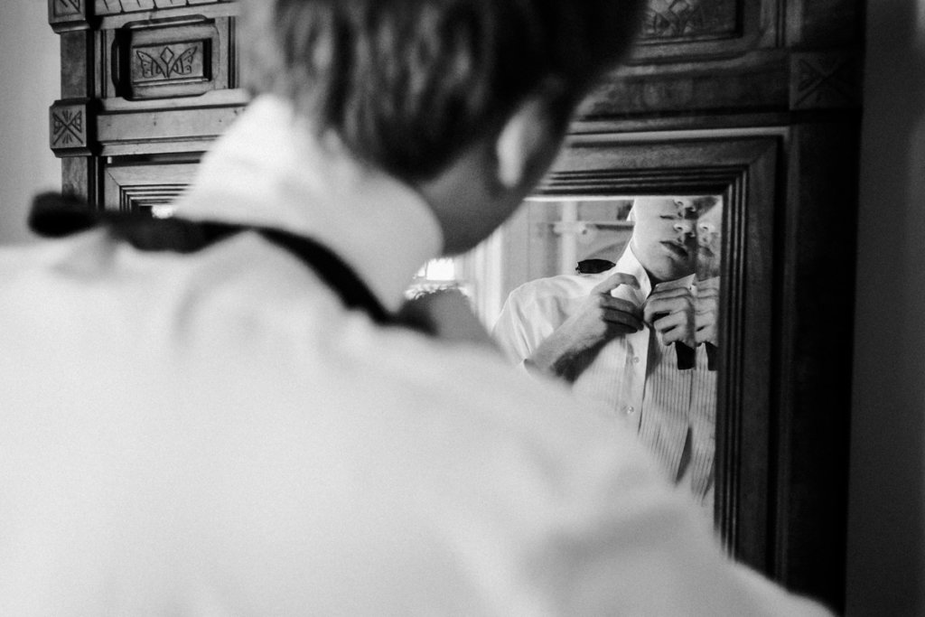 Groom getting ready