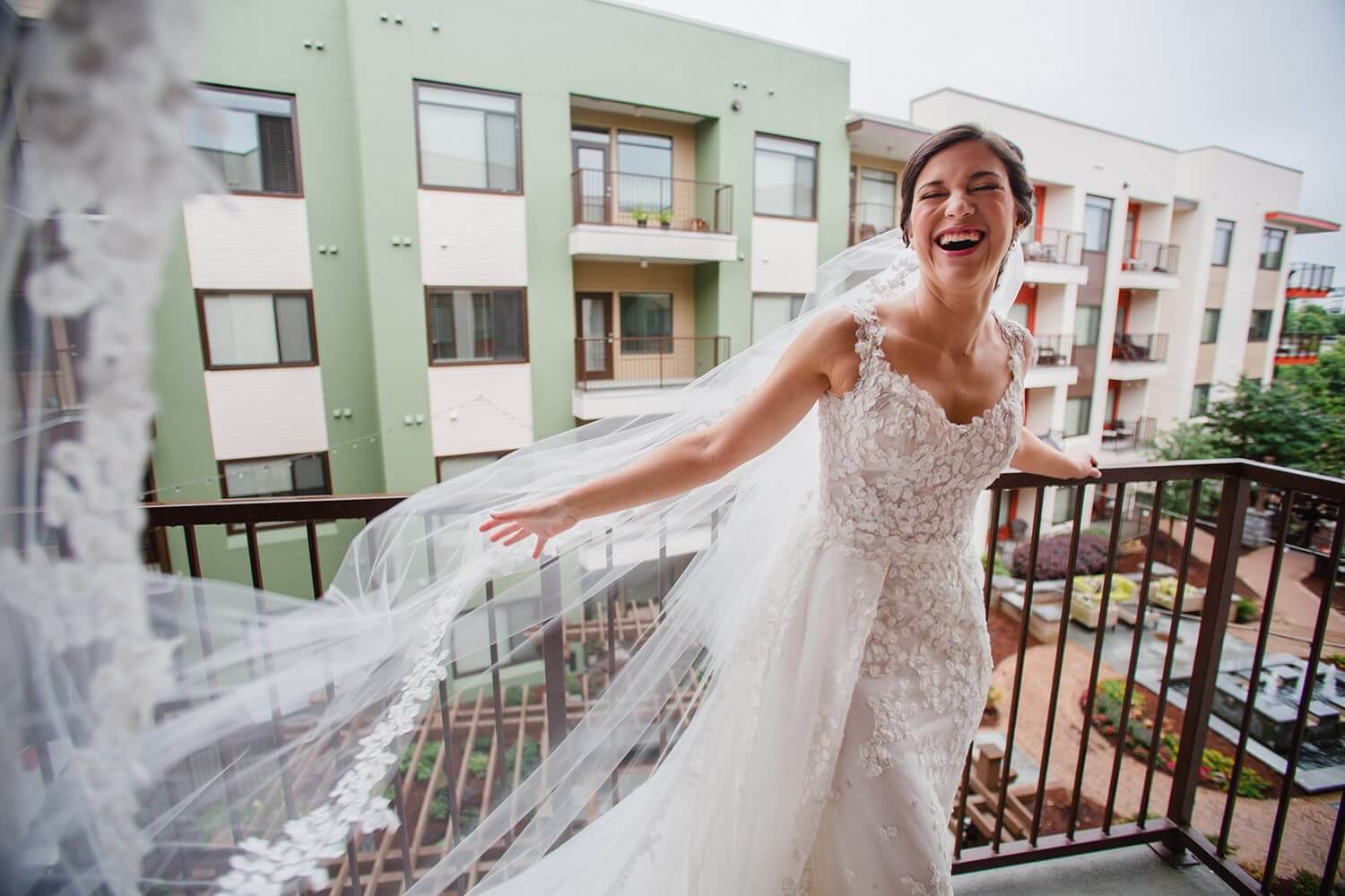 beautiful bride laughing