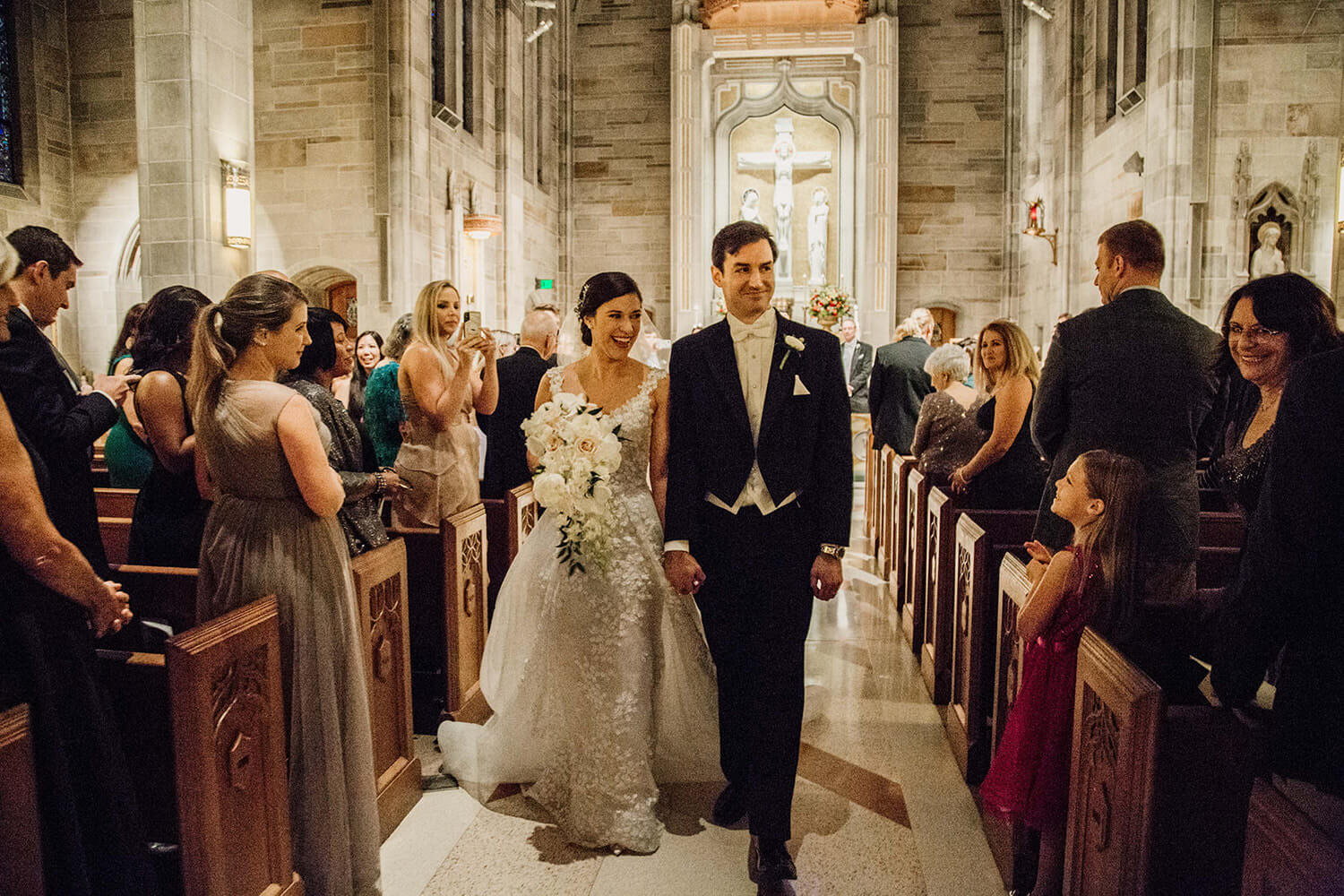 bride and groom wedding exit