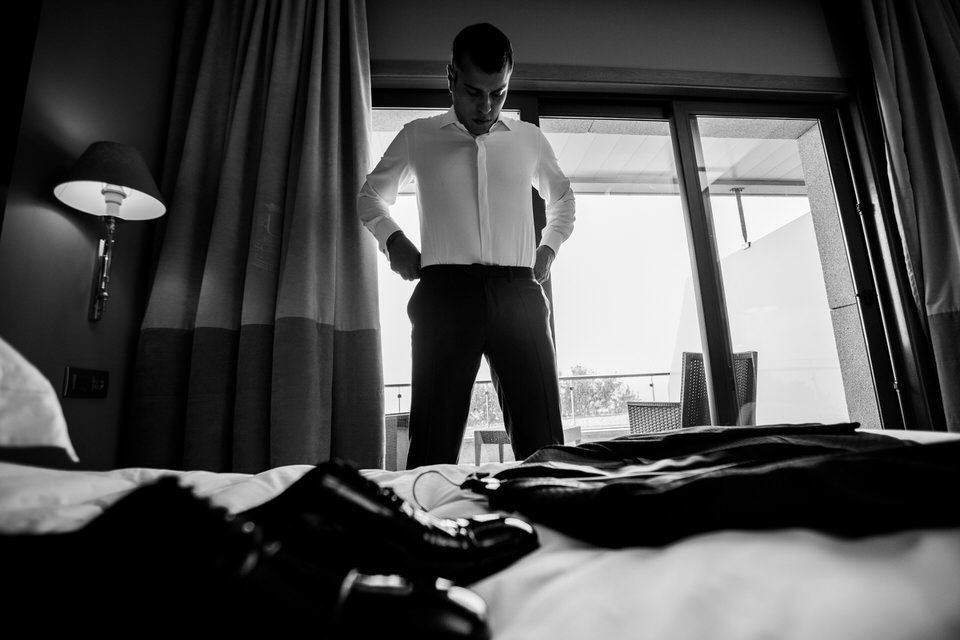 Groom getting ready