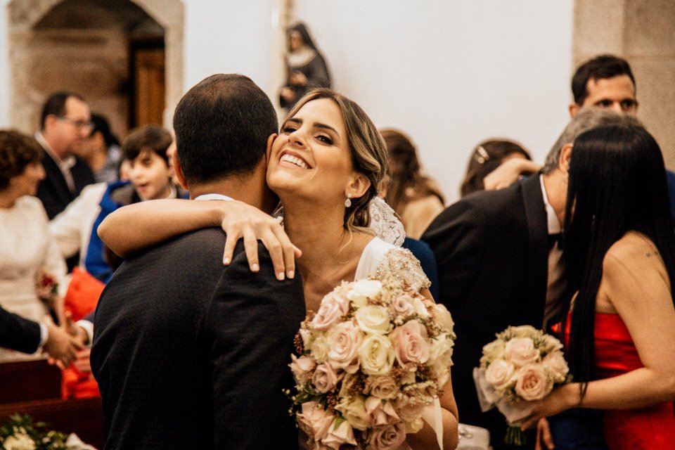 Bride laughing