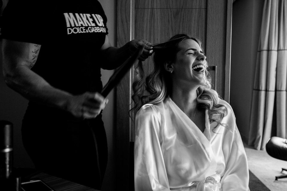 Bride laughing