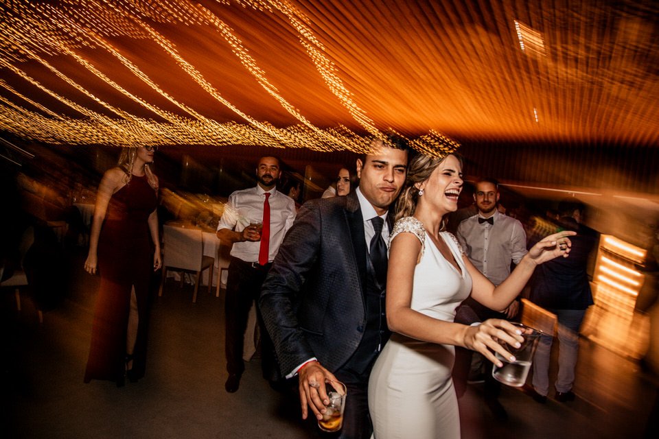 bride and groom dancing