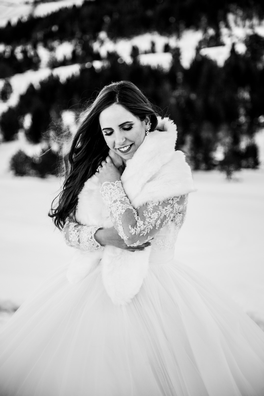 retrato de novia en la nieve