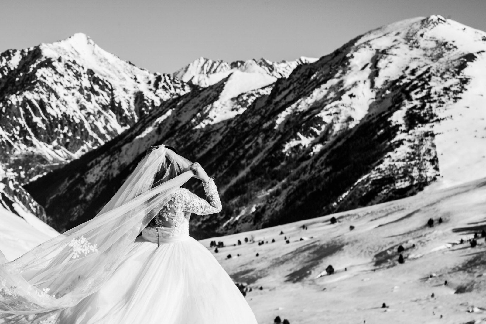 velo de novia en la nieve Andorra