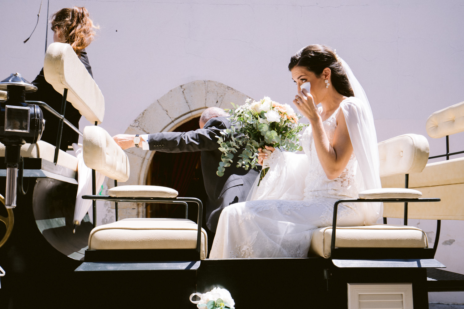 Transporte de la novia a la ceremonia por Granja Conka en caballos