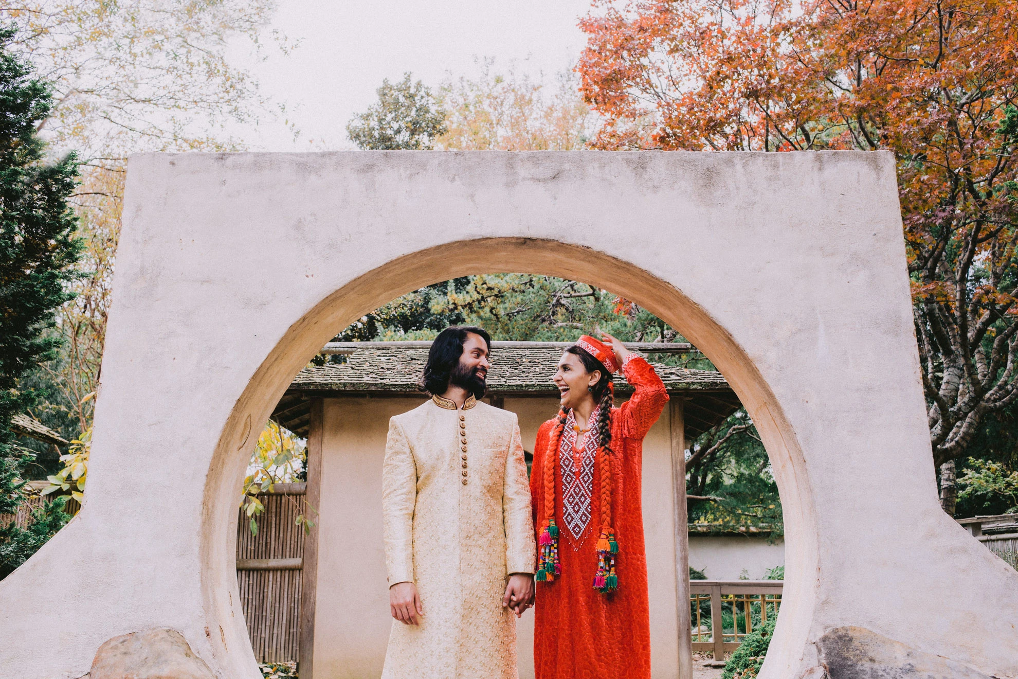 Multicultural wedding couple