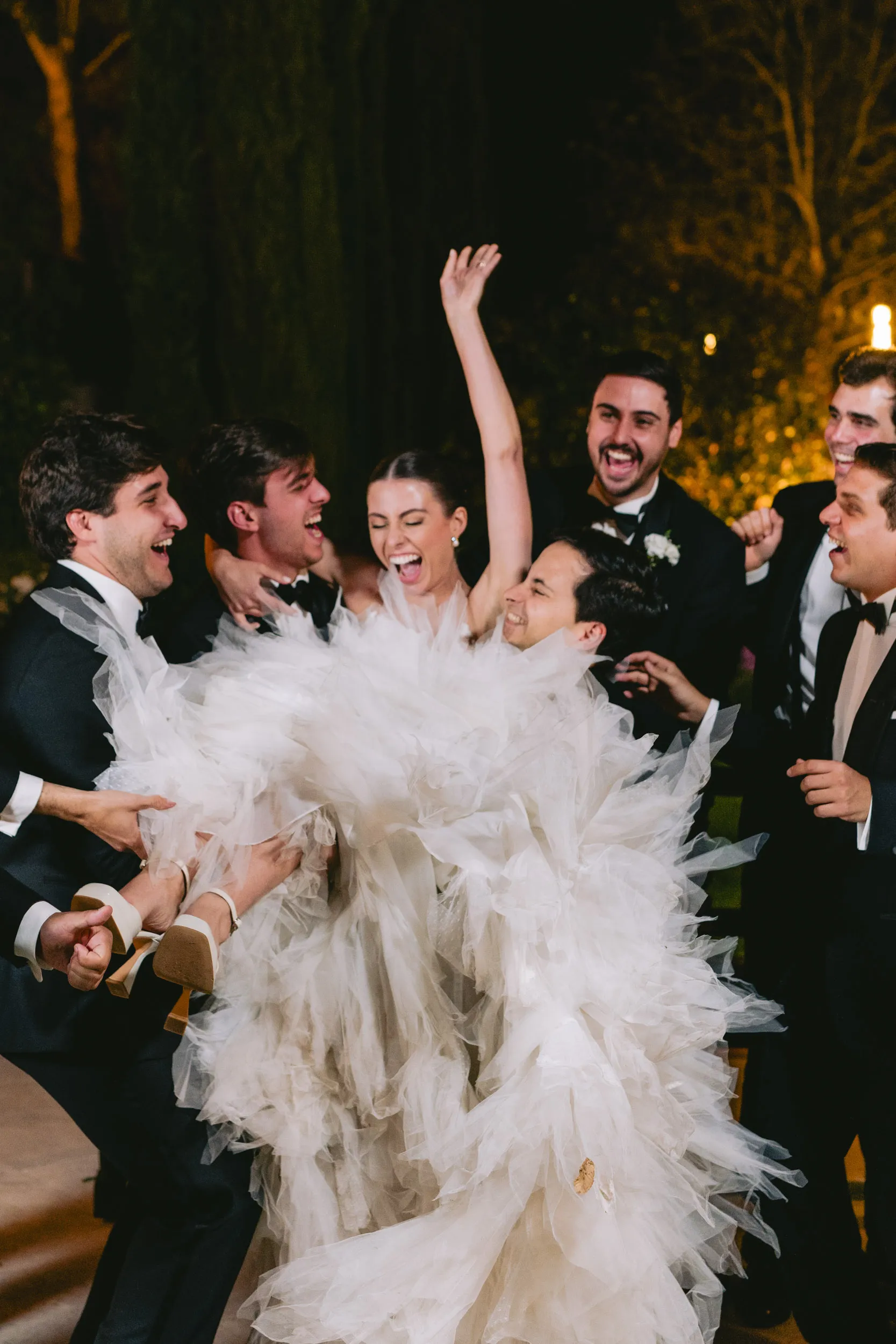 Happy bride with friends