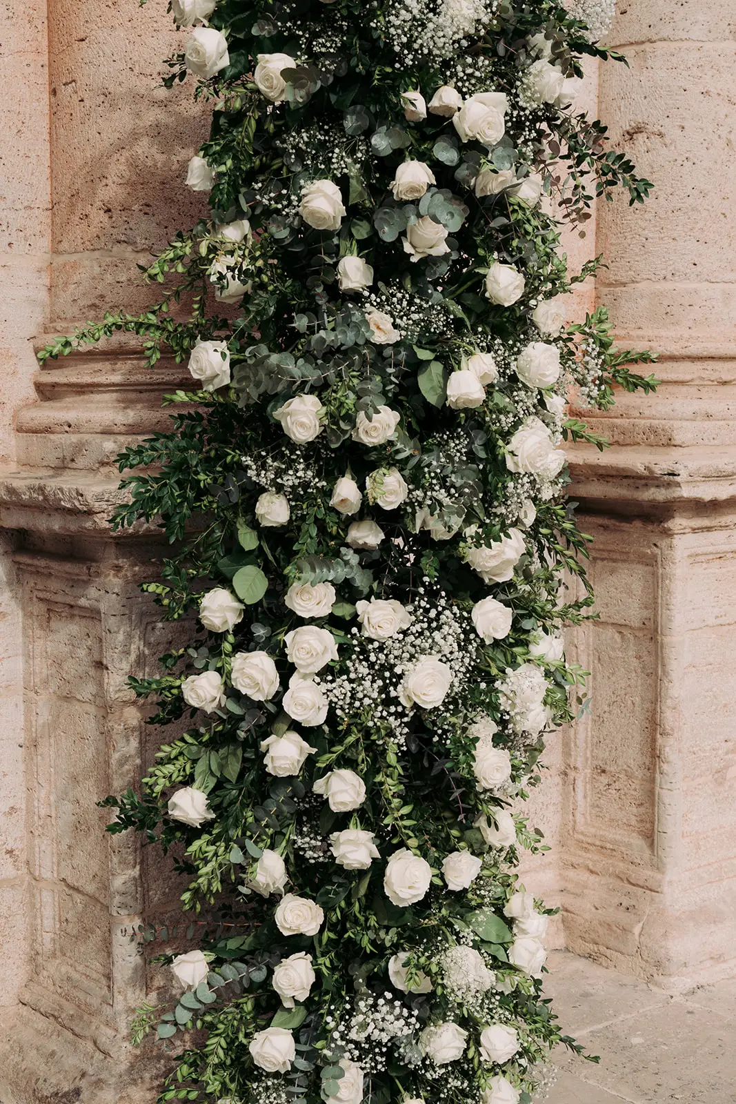 Decoration flowers at church entrance