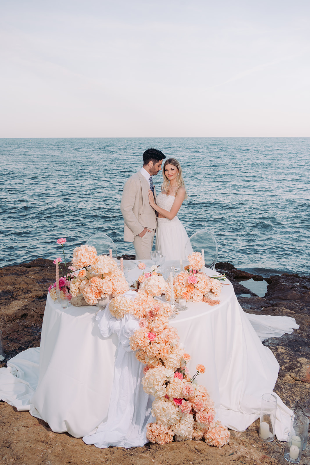 Intimate seaside wedding couple photography