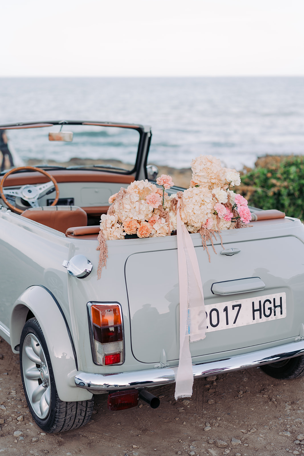 Mediterranean Editorial car with bouquet