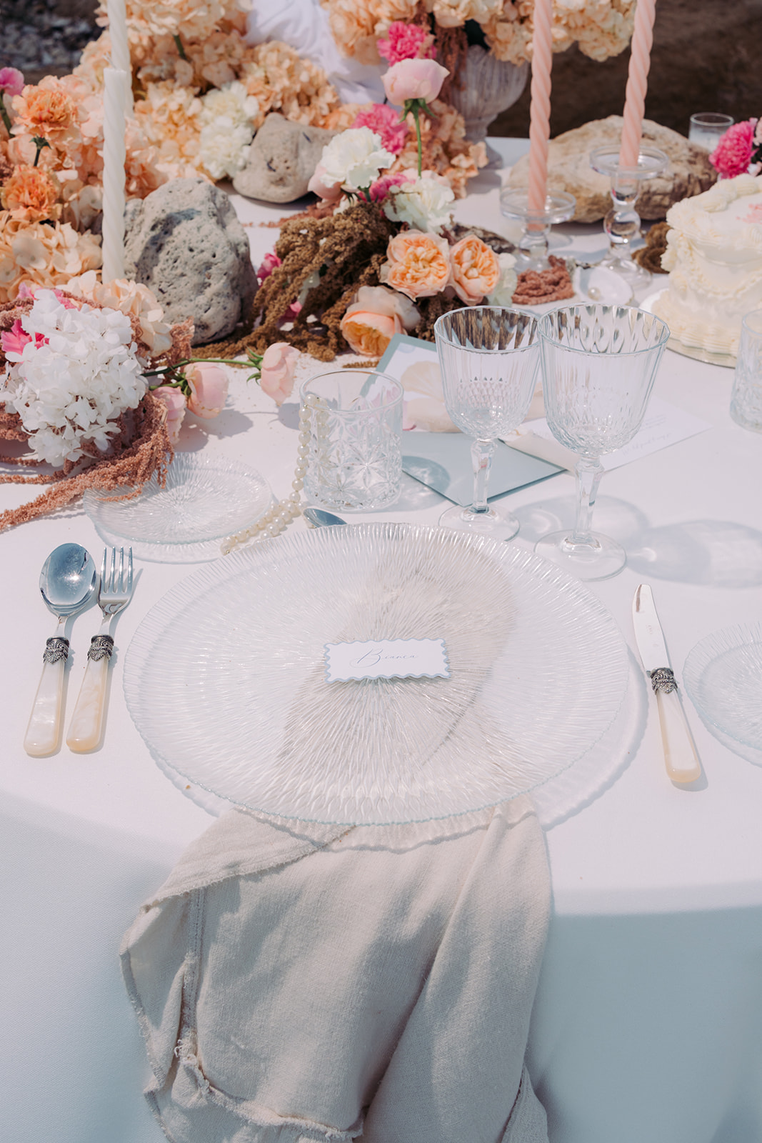 Mediterranean wedding table by the sea